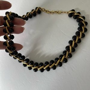 Black and Gold Choker Style Necklace!  18” with about 2” to play with.
